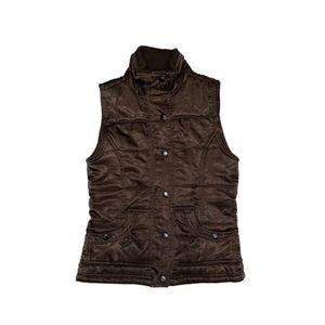 Me Jane Womens Medium Brown Quilted Puff Vest
